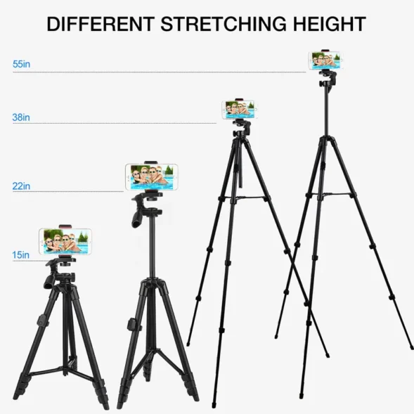 NA3560 Phone Tripod 55in Professional Video Recording Camera Photography Stand for Xiaomi HUAWEI iPhone Gopro with Selfie Remote - Image 5