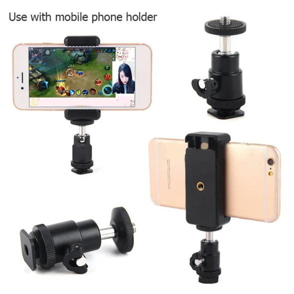 Universal Moblie Phone Clip Bracket Holder Mount 1/4 Screw Hot Shoe Phone Clip Tripod Monopod Stand for iPhone Samsung Xiaomi - Image 4