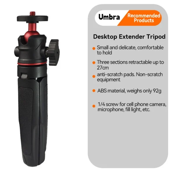 MT-08 Mini Extendable Desktop Tripod Handheld Photography Bracket Stand w/ Flexible Ballhead 1/4 Inch Screw Mount for Selfie - Image 4