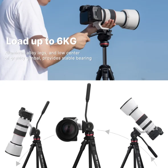 Ulanzi OMBRA 1.6M Video Travel Tripod 360° Panorama Fluid Drag Pan Tripod Max Load 6KG Arca Swiss Plate for DSLR Camera - Image 4