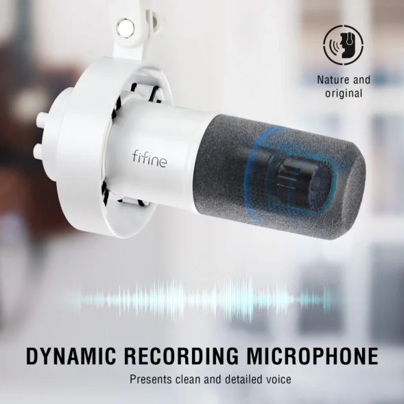 FIFINE Recording XLR Dynamic Microphone with Real-time Monitoring,USB Streaming Mic with Gain Knob/Touch-mute for PC,Mixer-K688 - Image 4