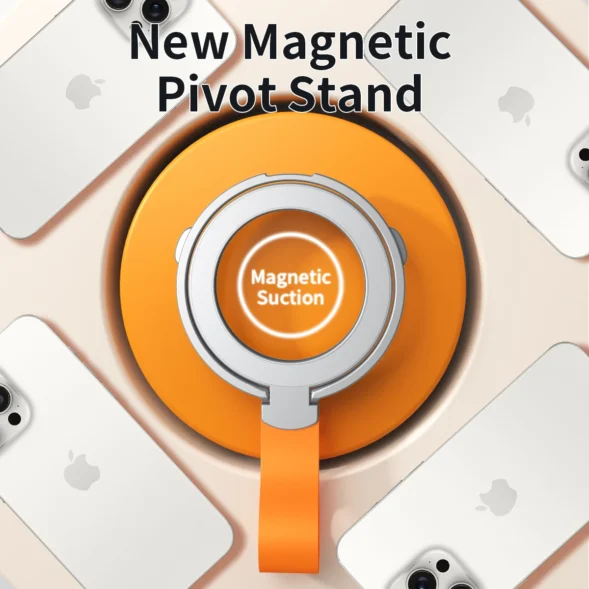 MagSafe Magnetic Ring Phone Holder with Silicone Cord Rotating Kickstand for iphone15 14 13 12 series Desktop AlloyBuckle Stand - Image 3