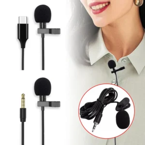 Portable 1.5m Lavalier Mini Microphone Condenser Clip-on Lapel Mic Wired USB 3.5mm Type-C Microfon For Phone for Mac Laptop PC