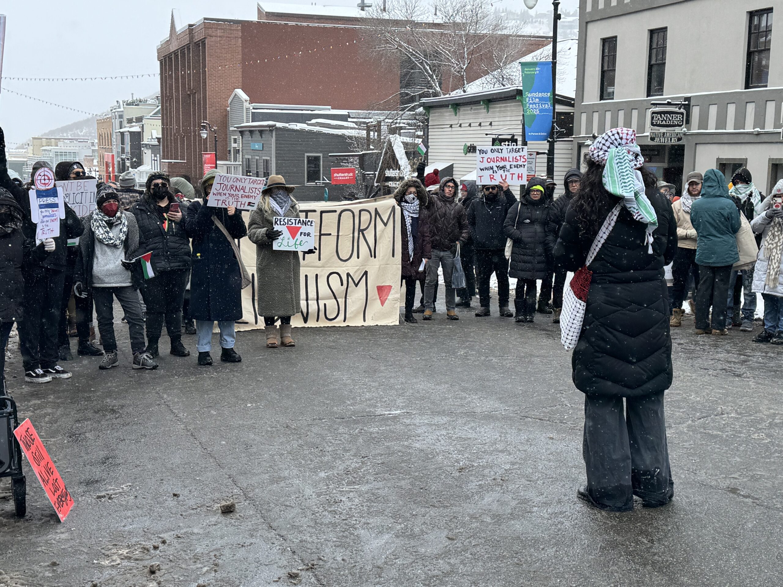 Pro-Palestine Marchers at Sundance Protest Against  ‘Media Complicity in Genocide’