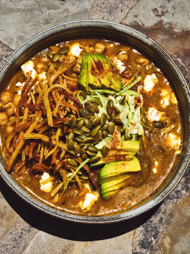 Vegan Red Pozole (Pozole Rojo / Mexican Hominy Stew)