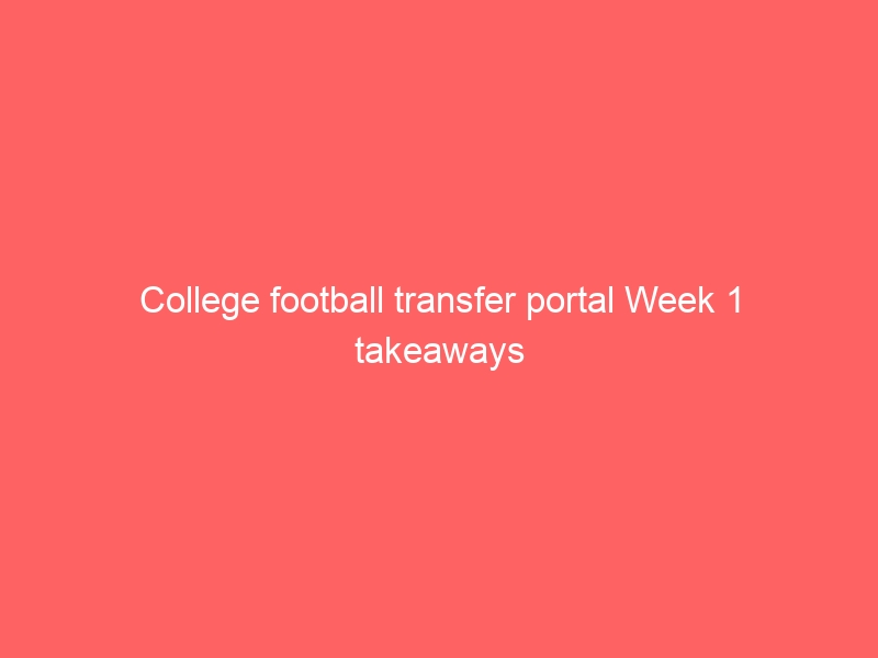 College football transfer portal Week 1 takeaways