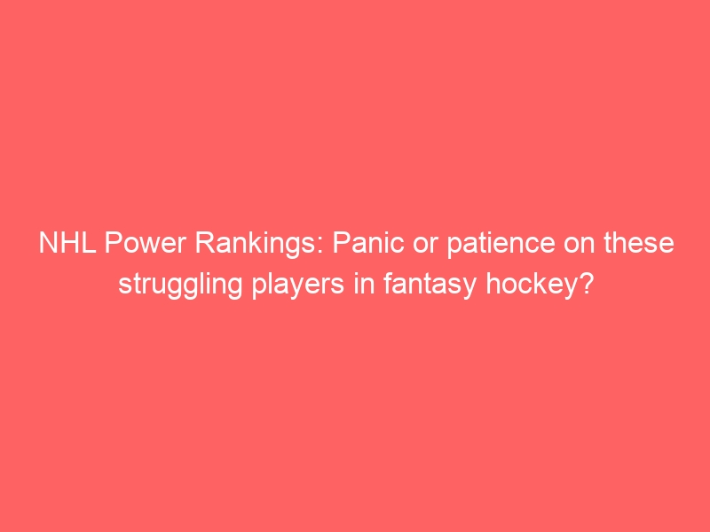 NHL Power Rankings: Panic or patience on these struggling players in fantasy hockey?